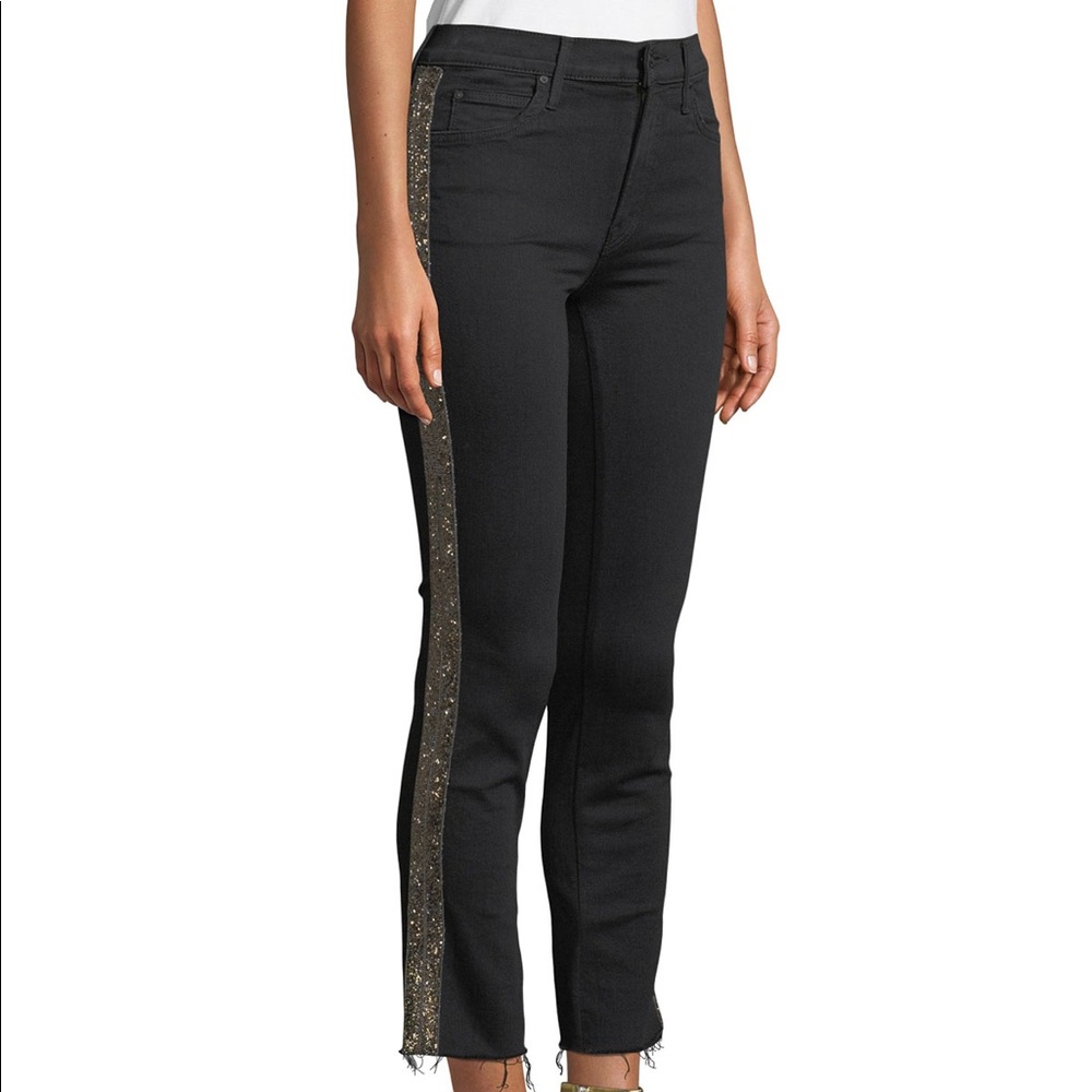MOTHER Denim Rascal Ankle Fray Embellished Jeans